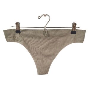 Grey and Silver Tahari Women's Ribbed Thong Panty